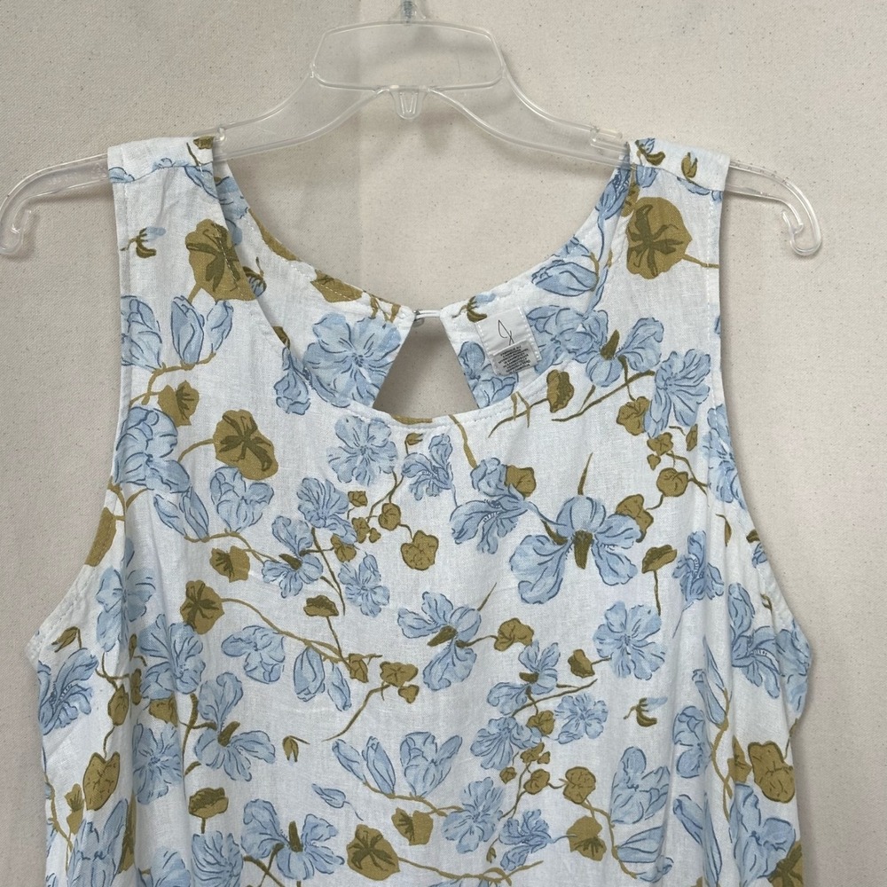 Joie Tropical Cottage Floral Garden Party Linen Blend Keyhole Back Midi Dress XL - Picture 2 of 7